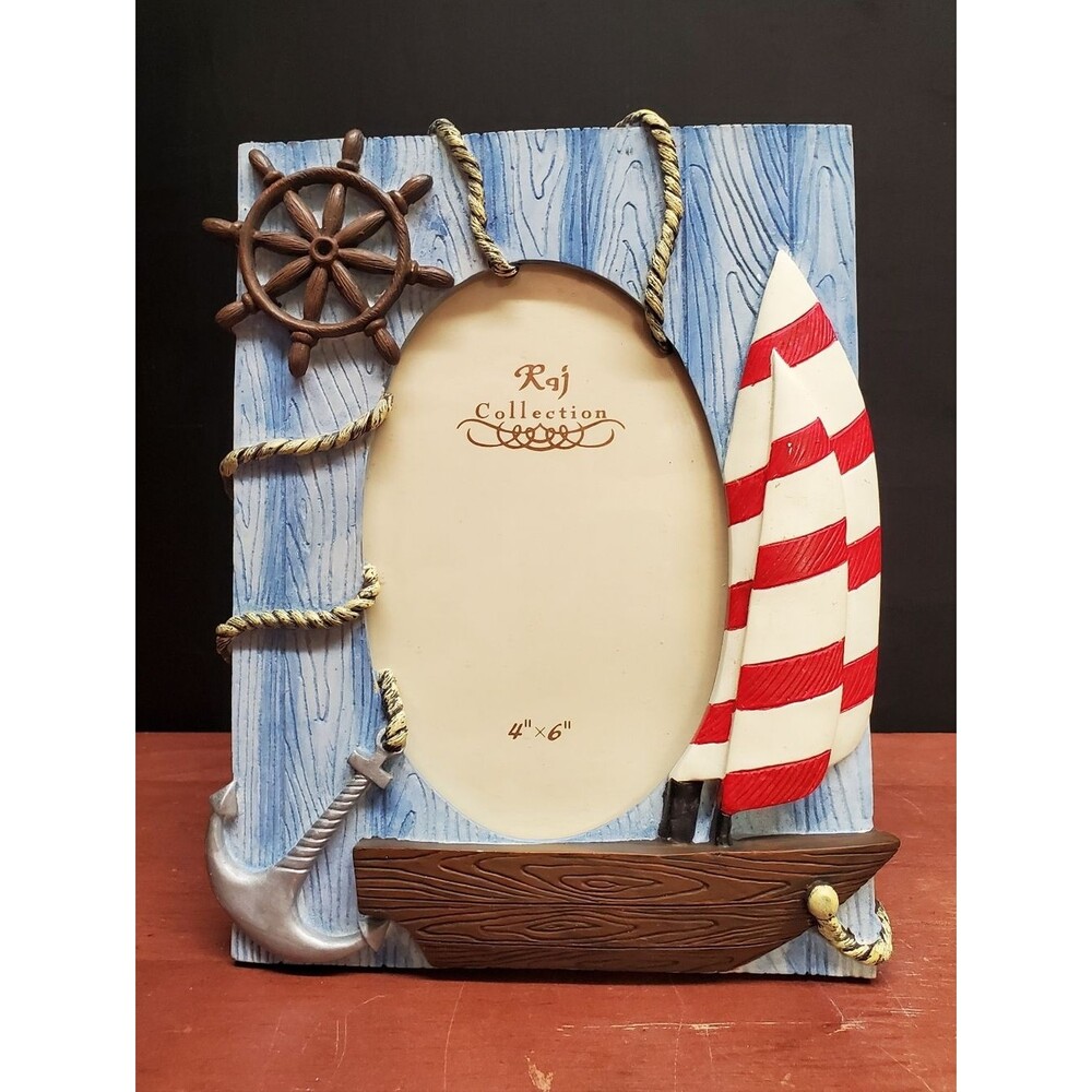 Anchors Away! Vintage Sailboat Photo Picture Frame 4x6